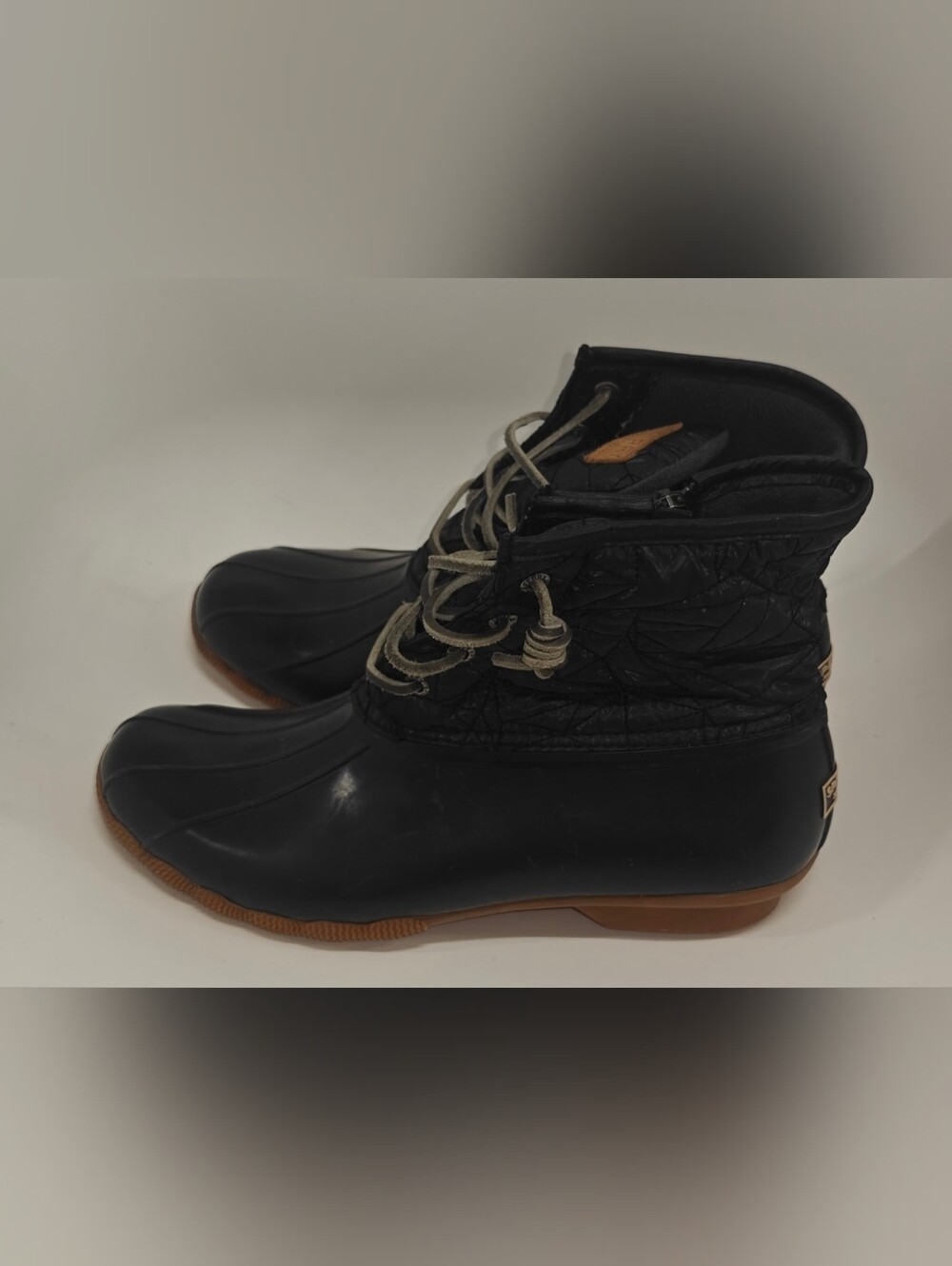 Sperry Saltwater Quilted Duck Boots Womens Size 11 Nylon Zip Gum Sole Water